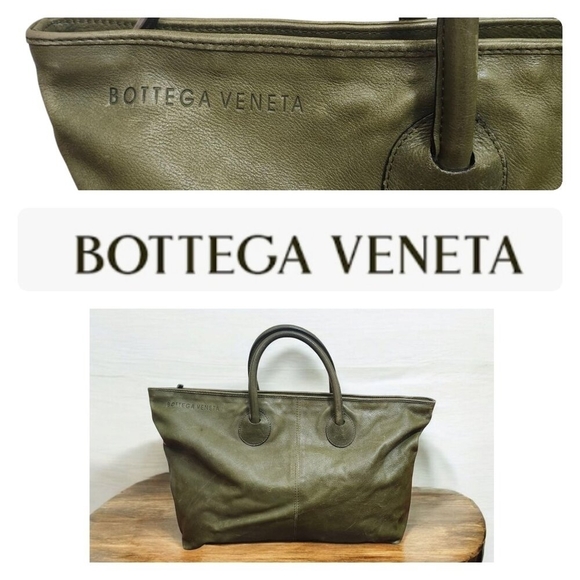 Bottega Venetta leather hand bag/ tote bag Green - Picture 1 of 16